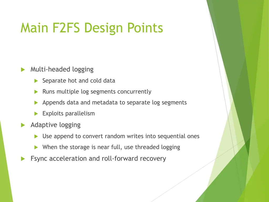 main f2fs design points 2