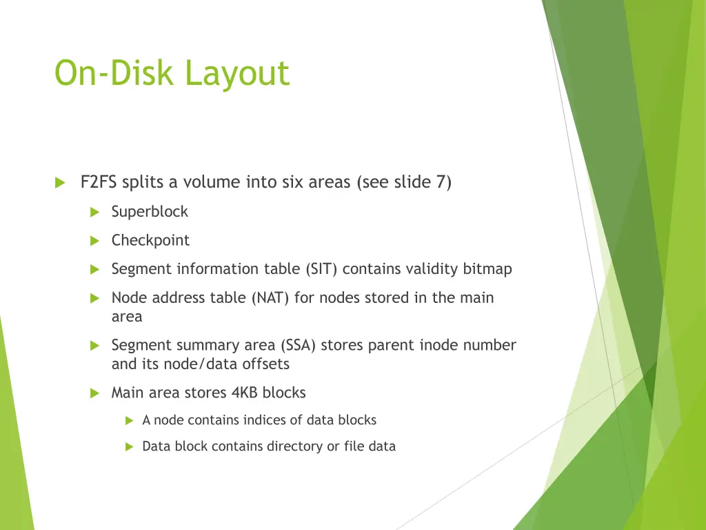 on disk layout