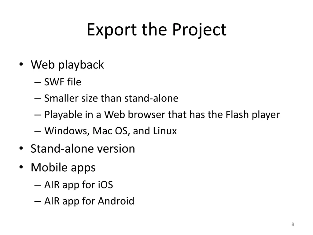 export the project