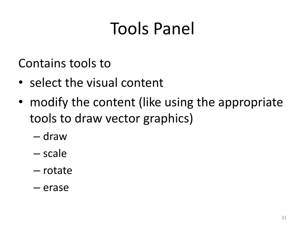 tools panel