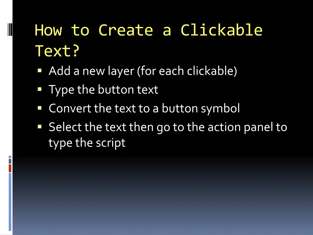 how to create a clickable text add a new layer