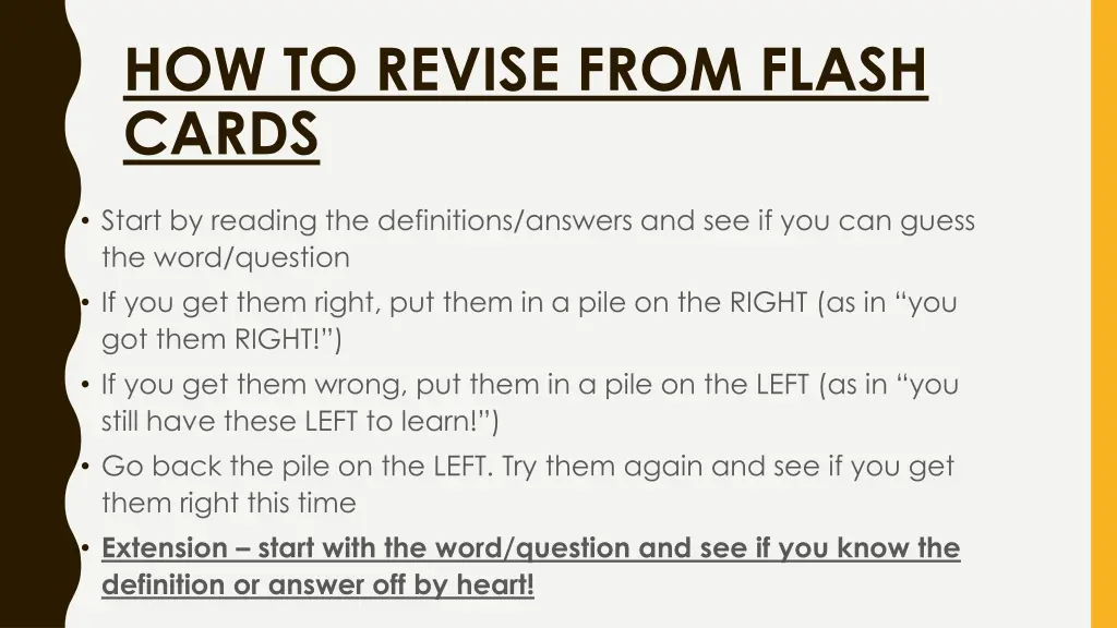 how to revise from flash cards