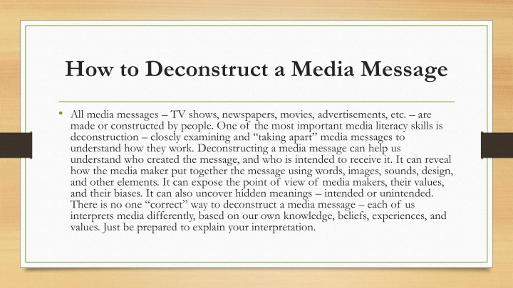 how to deconstruct a media message