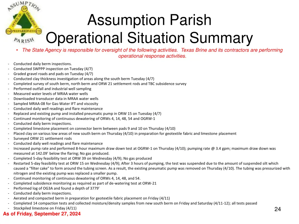 assumption parish operational situation summary 23