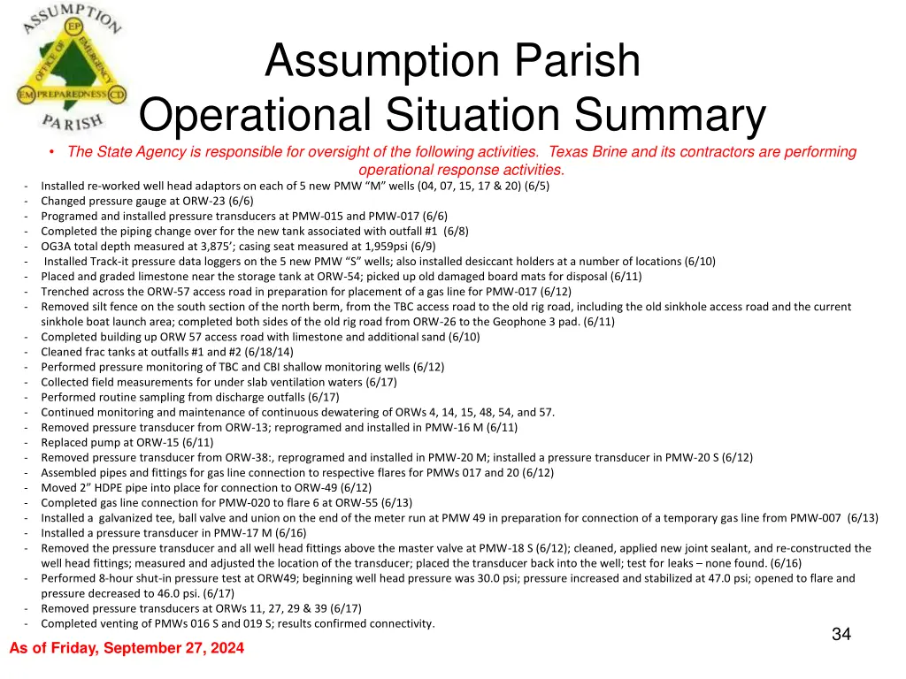 assumption parish operational situation summary 33