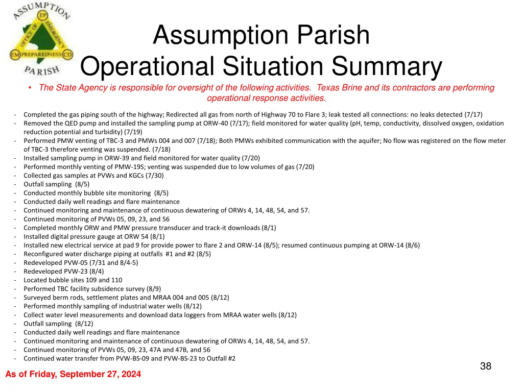 assumption parish operational situation summary 37