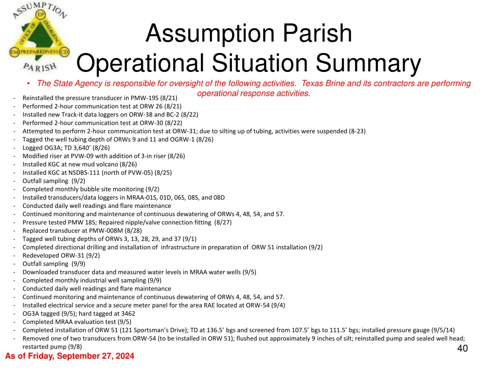 assumption parish operational situation summary 39