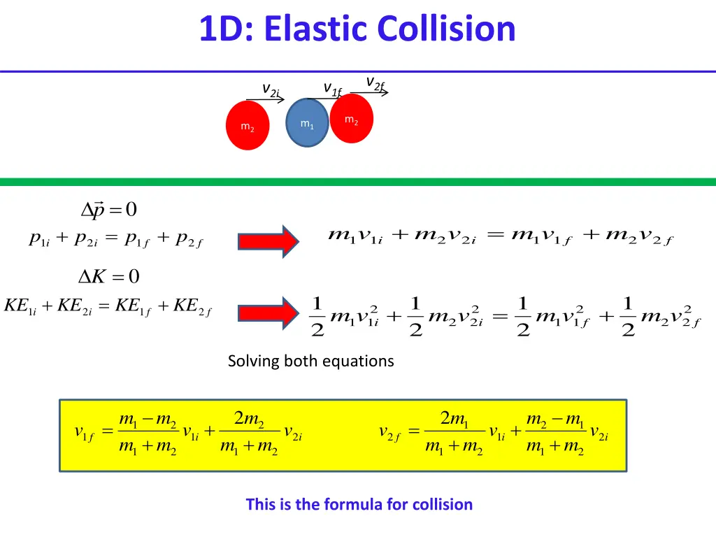 1d elastic collision