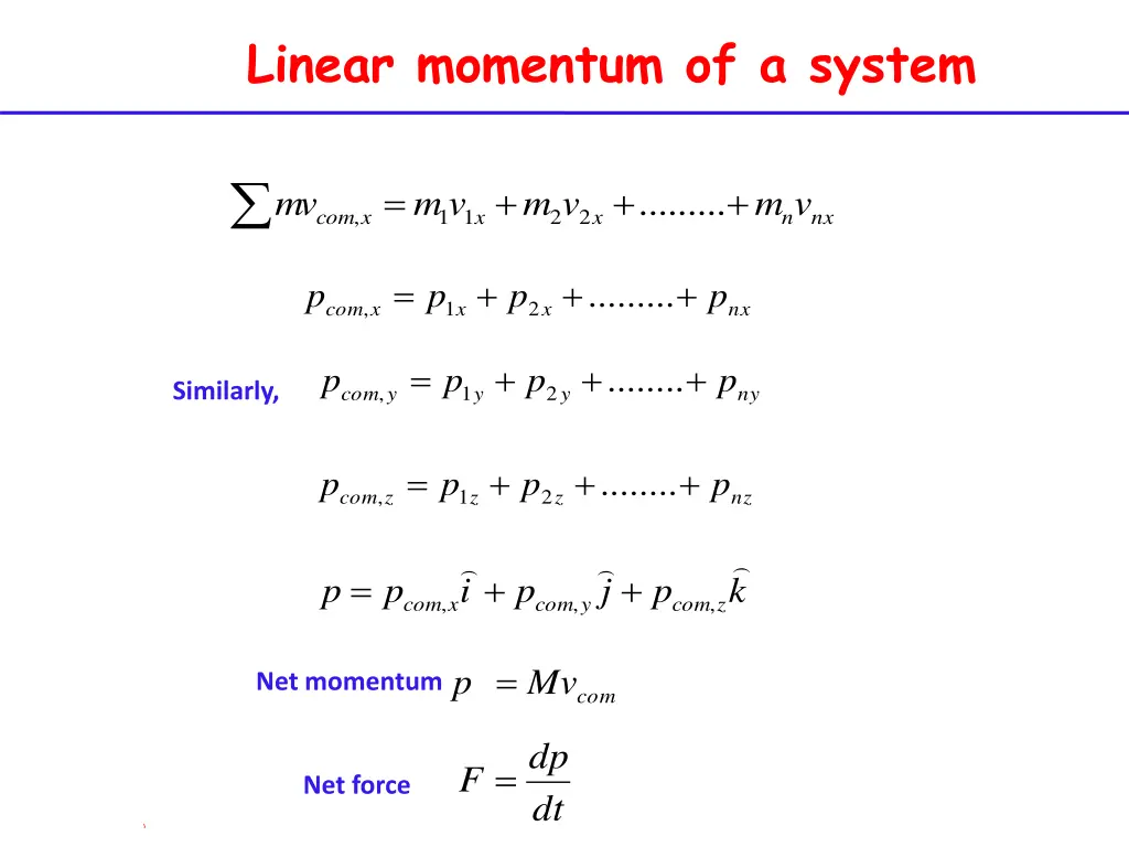 linear momentum of a system