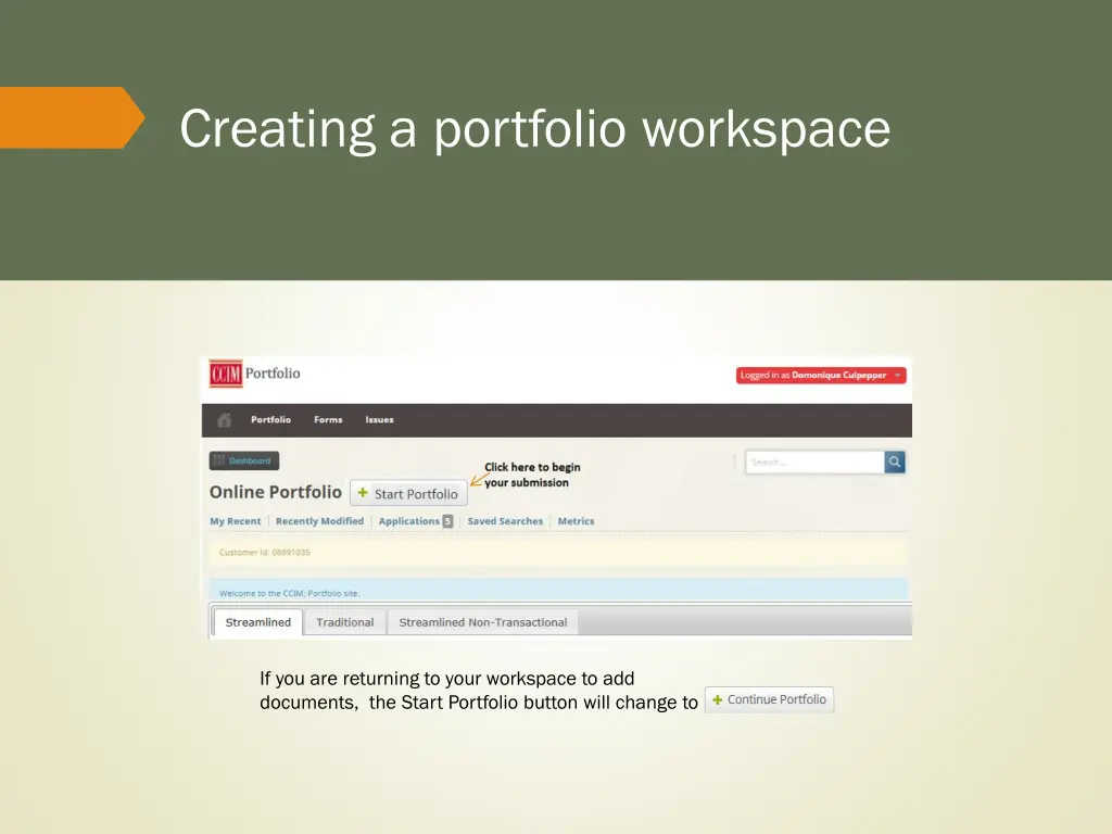 creating a portfolio workspace