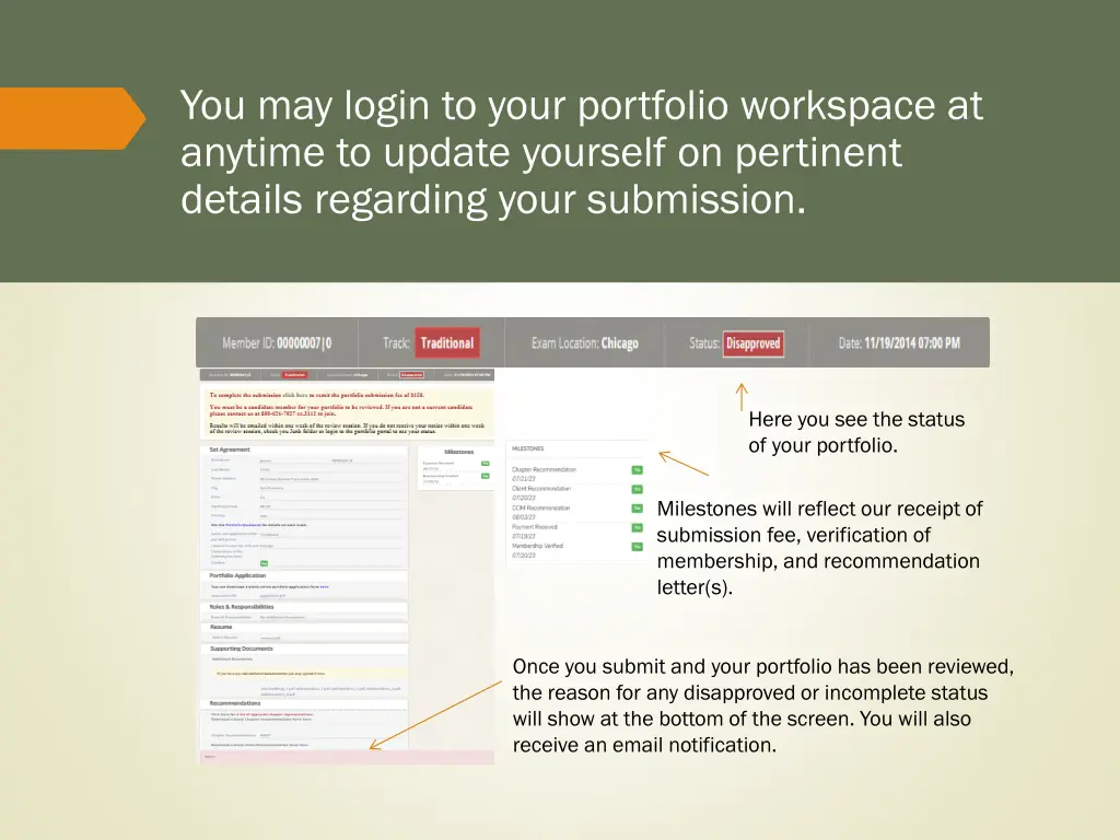 you may login to your portfolio workspace