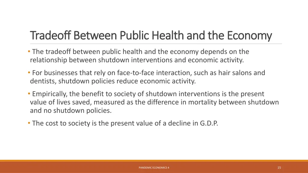 tradeoff between public health and the economy