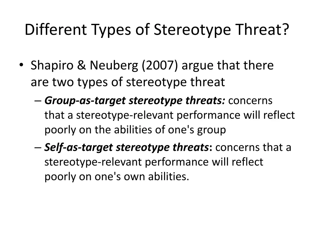 different types of stereotype threat