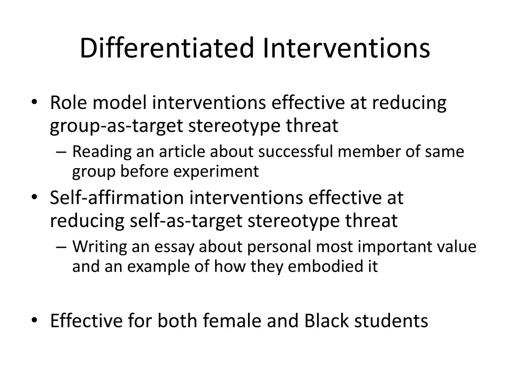 differentiated interventions