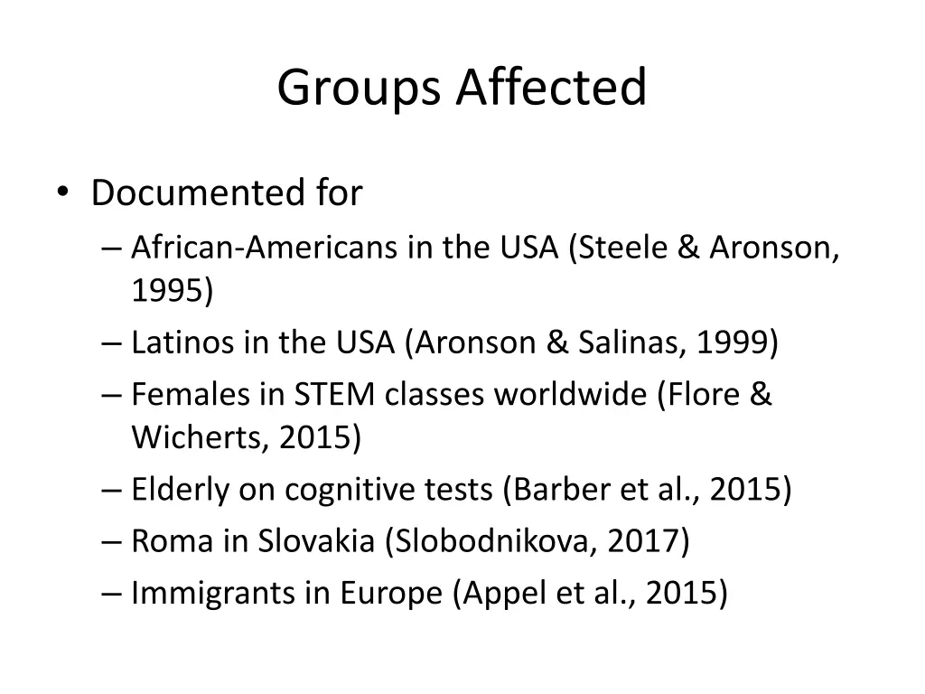 groups affected