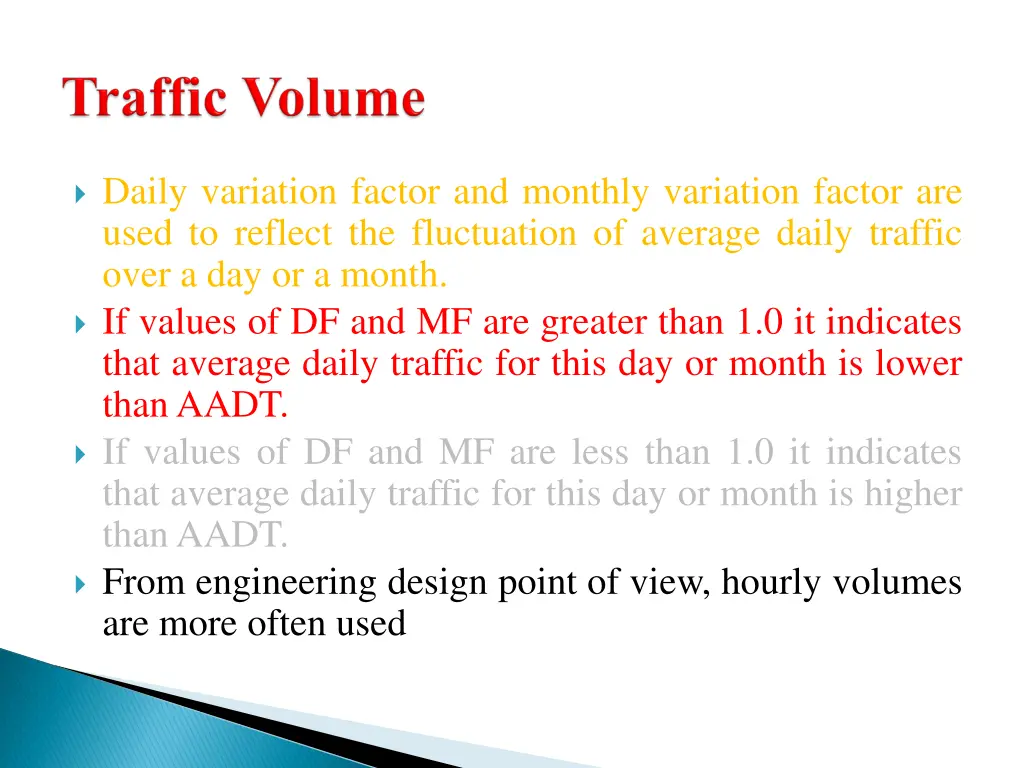 daily variation factor and monthly variation