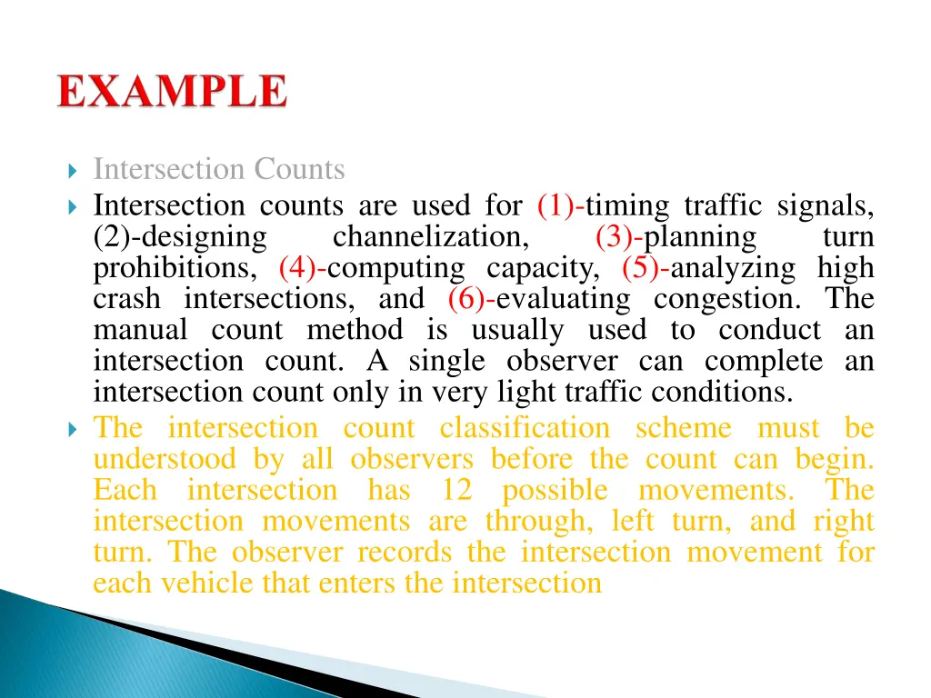 intersection counts intersection counts are used