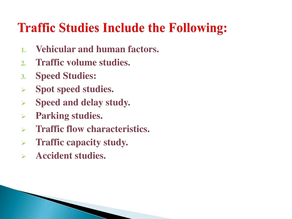 vehicular and human factors traffic volume