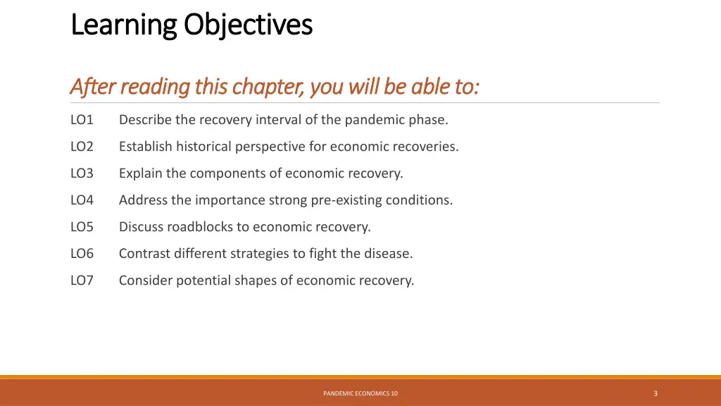 learning objectives learning objectives