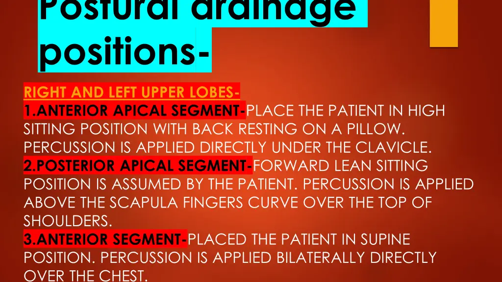 postural drainage positions