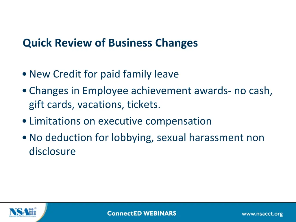 quick review of business changes 4