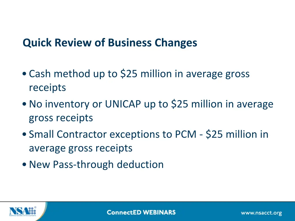 quick review of business changes 5