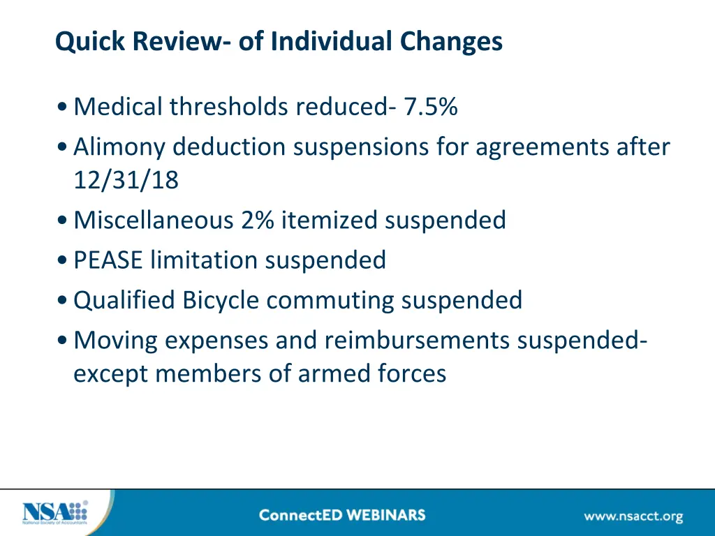 quick review of individual changes 2