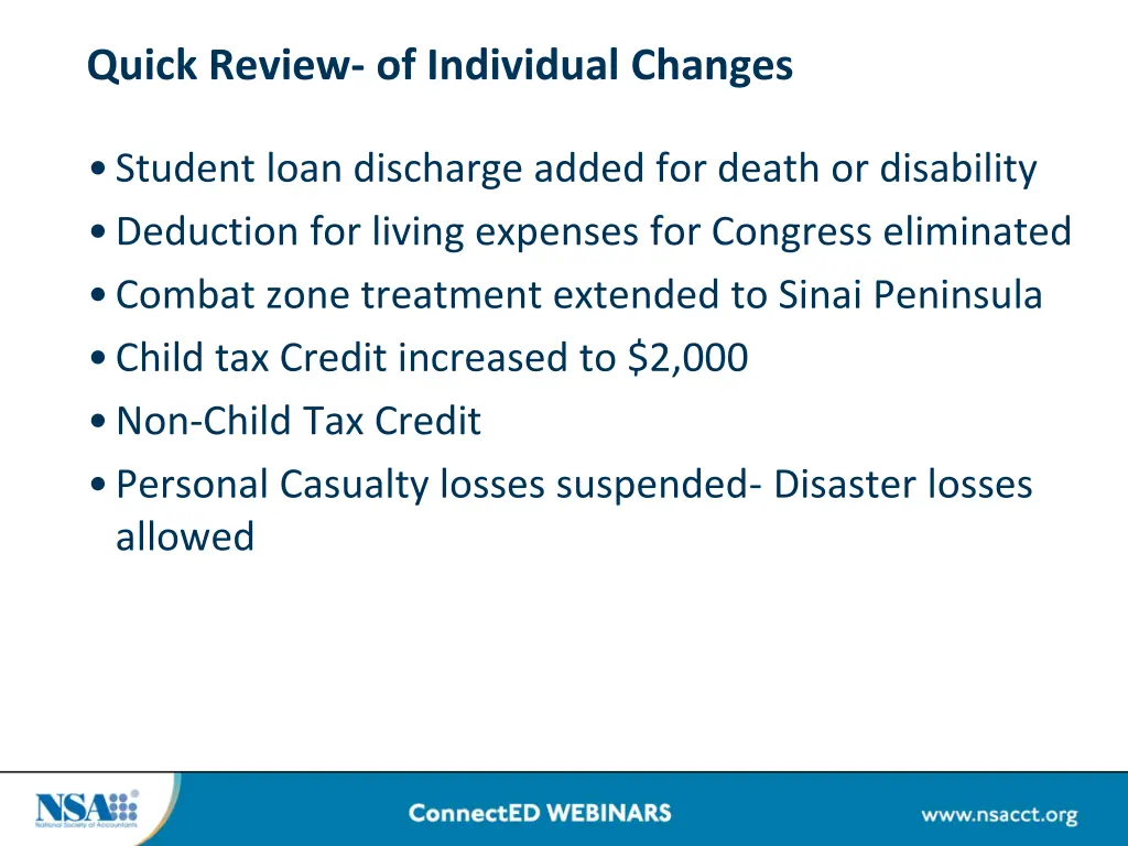 quick review of individual changes 3