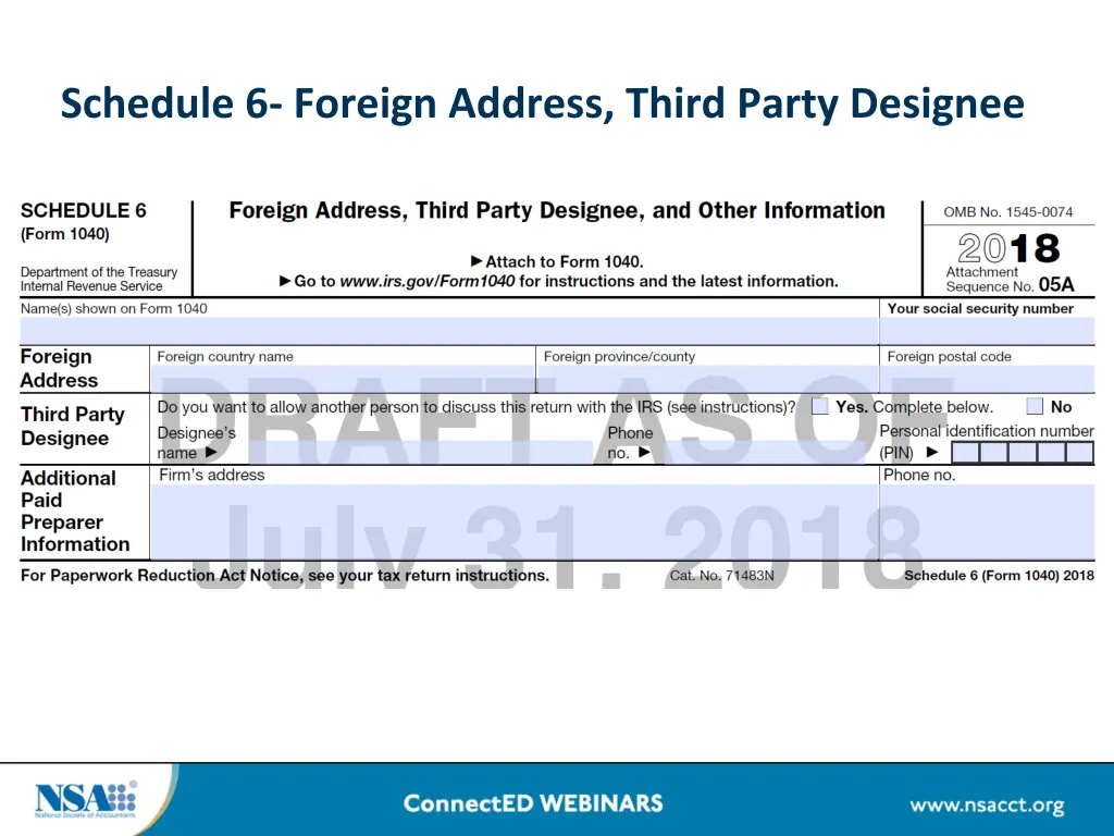 schedule 6 foreign address third party designee