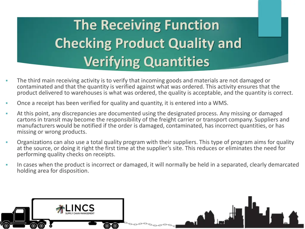 the receiving function checking product quality