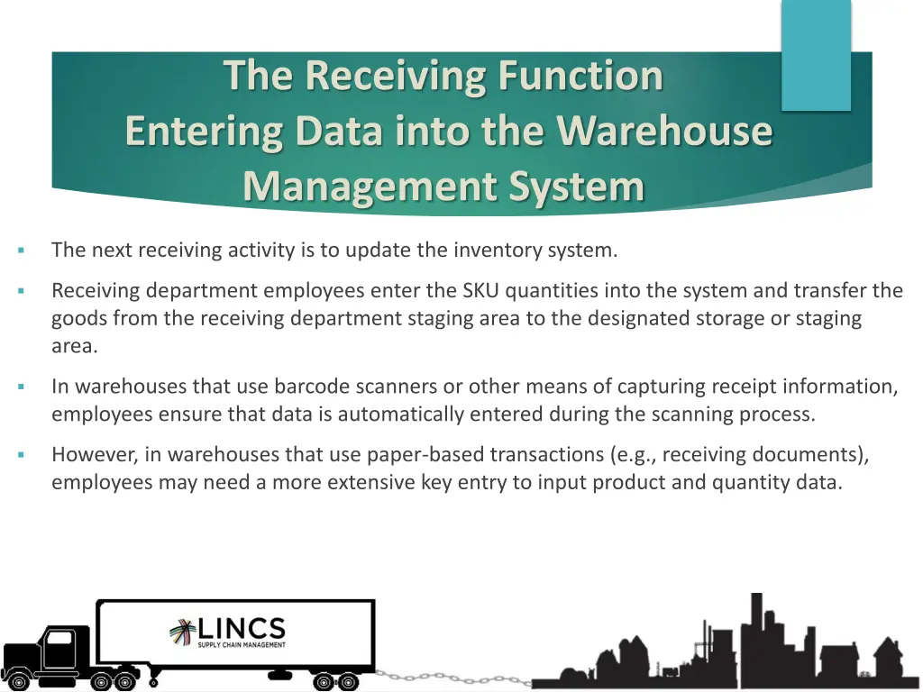 the receiving function entering data into