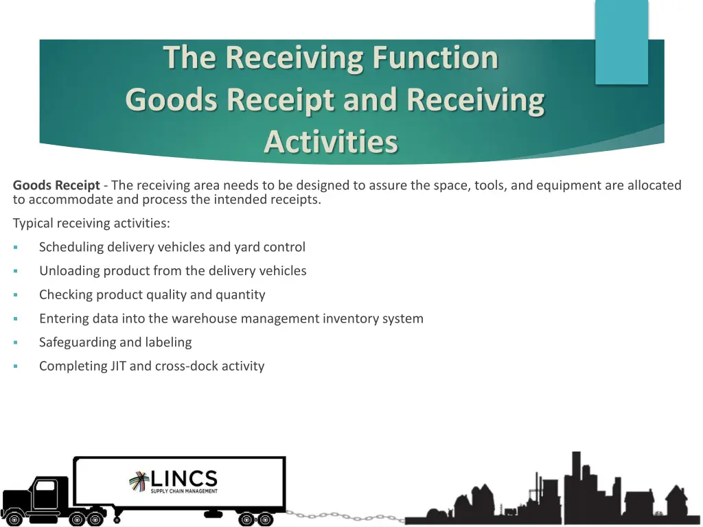 the receiving function goods receipt