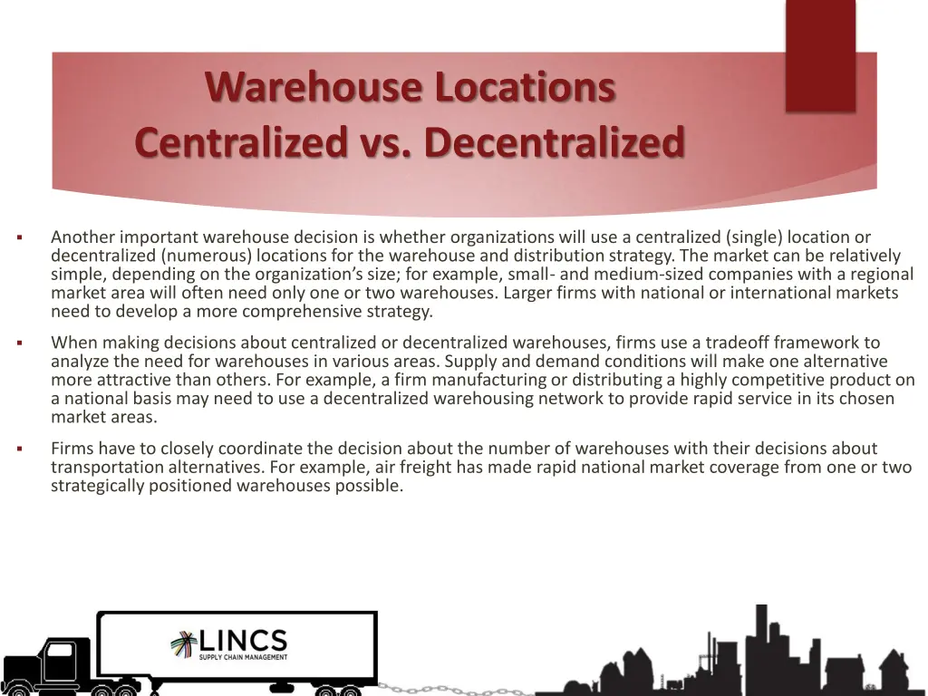 warehouse locations centralized vs decentralized