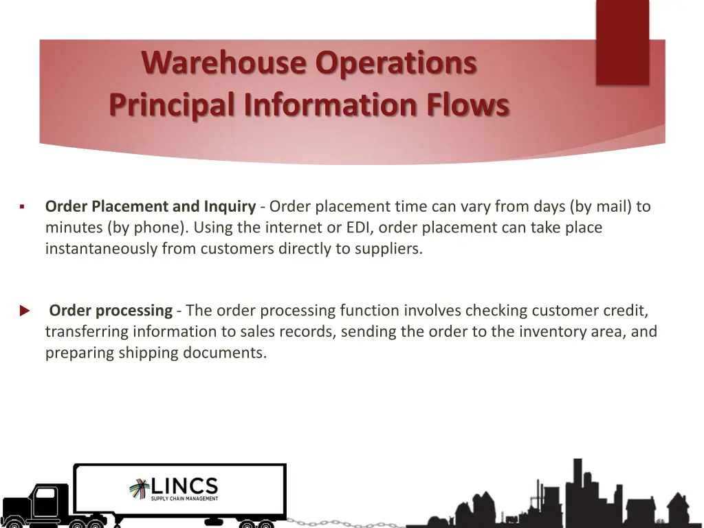 warehouse operations principal information flows