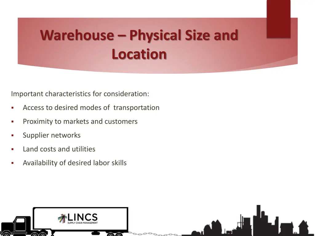 warehouse physical size and location