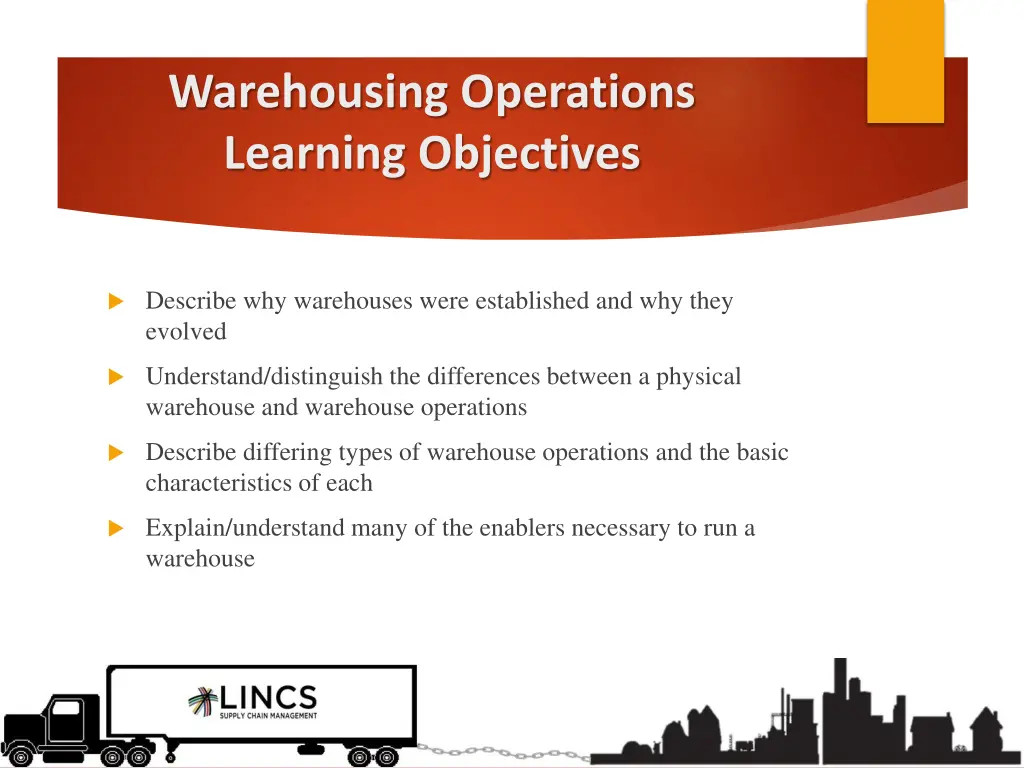 warehousing operations learning objectives