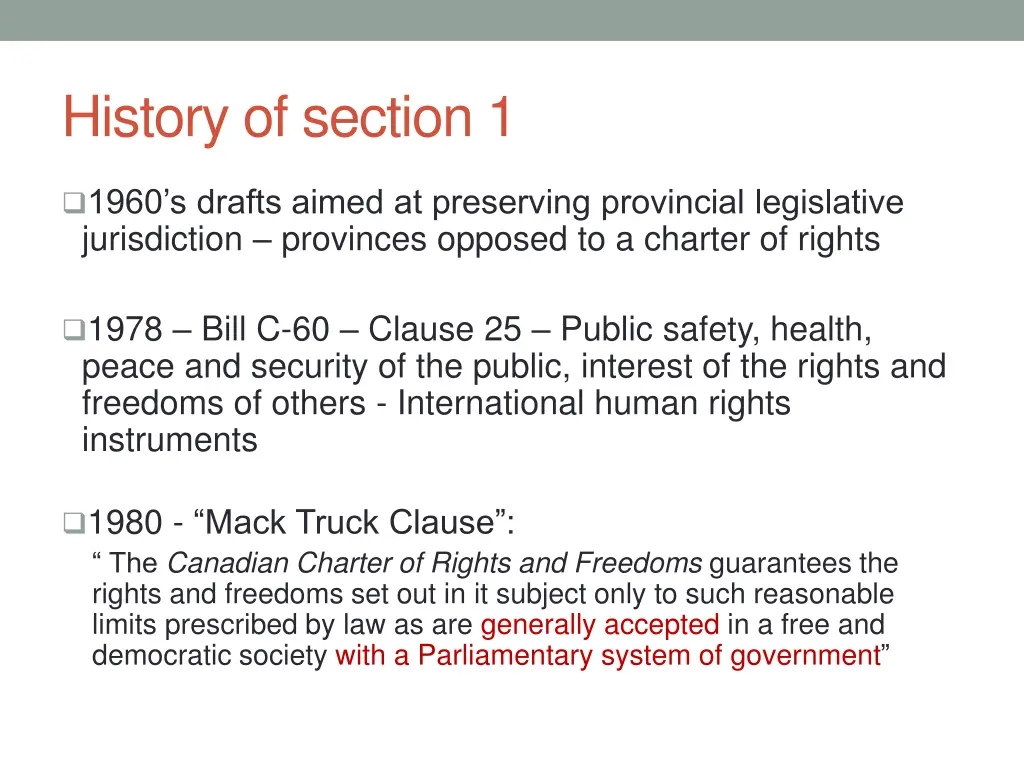 history of section 1