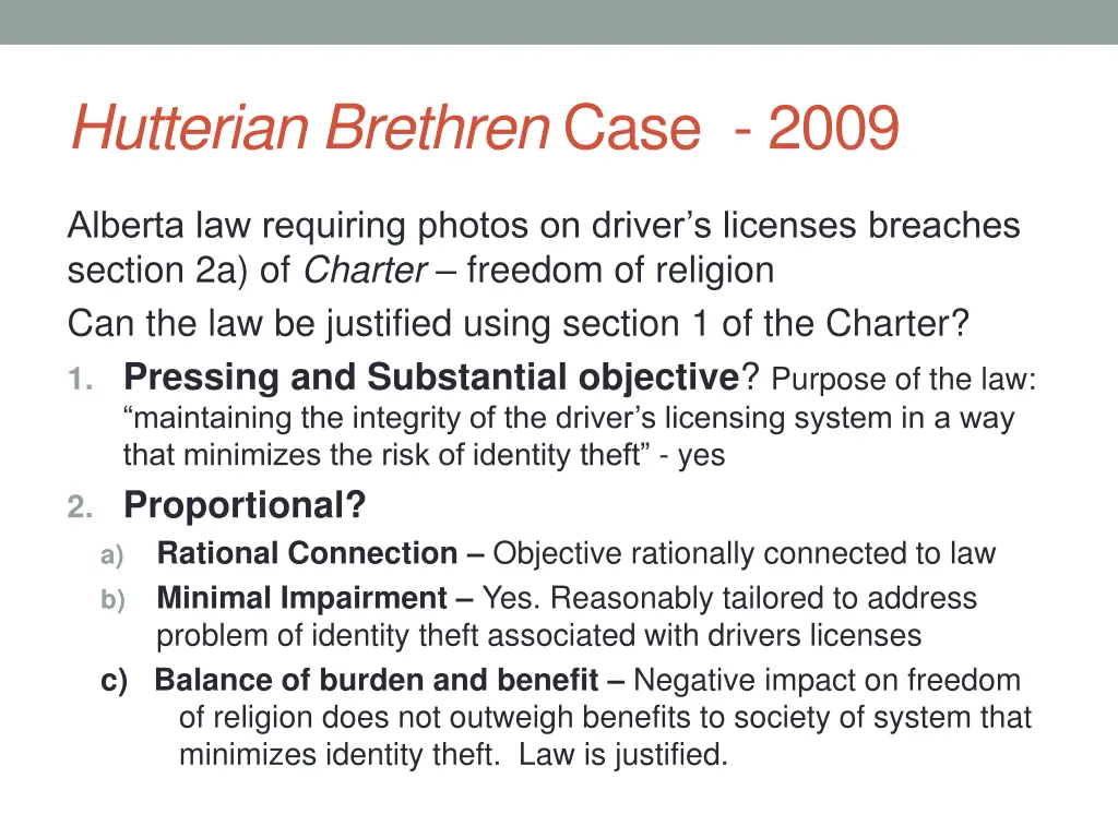 hutterian brethren case 2009