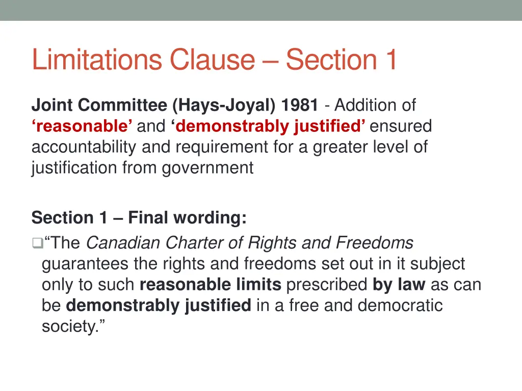 limitations clause section 1