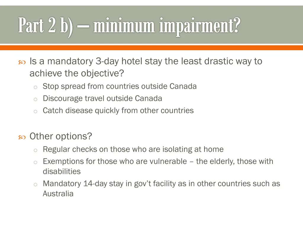 part 2 b minimum impairment