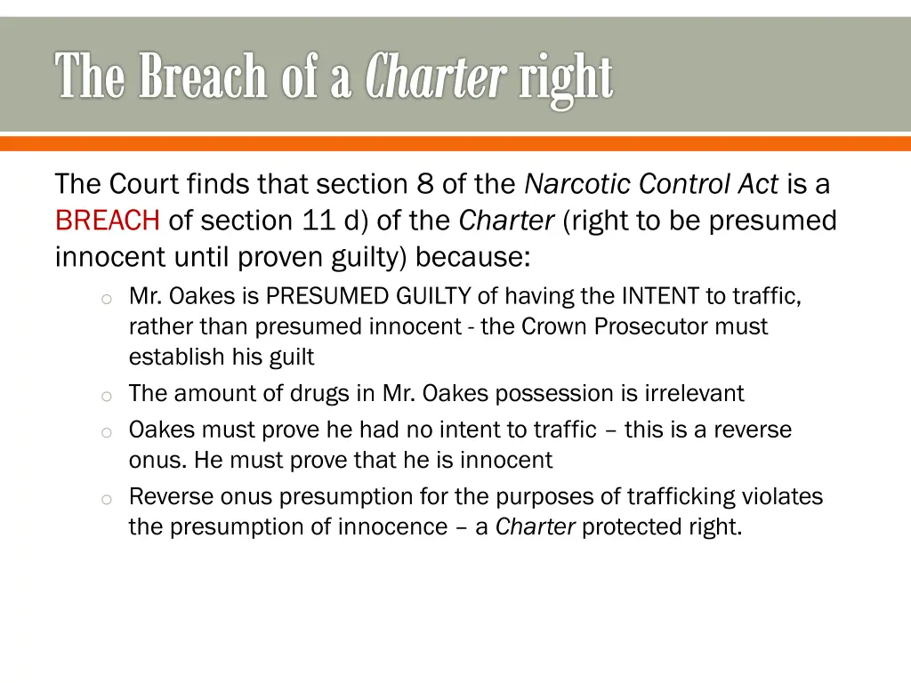 the breach of a charter right