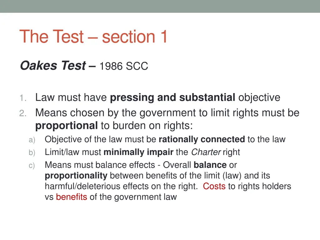 the test section 1