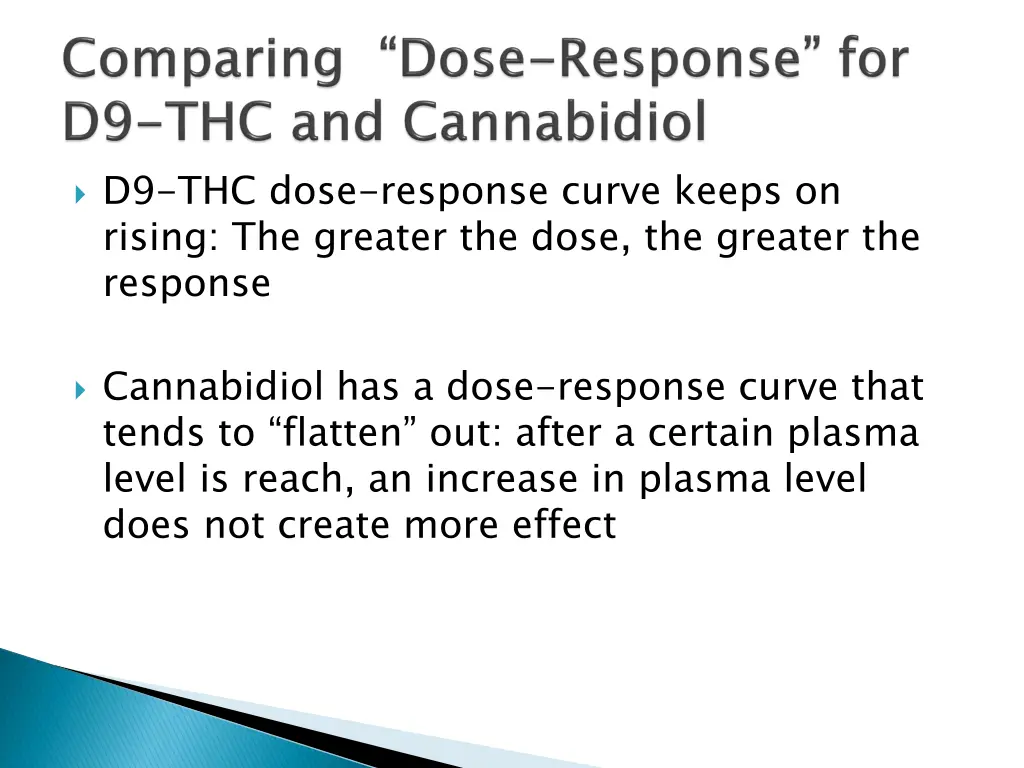 d9 thc dose response curve keeps on rising