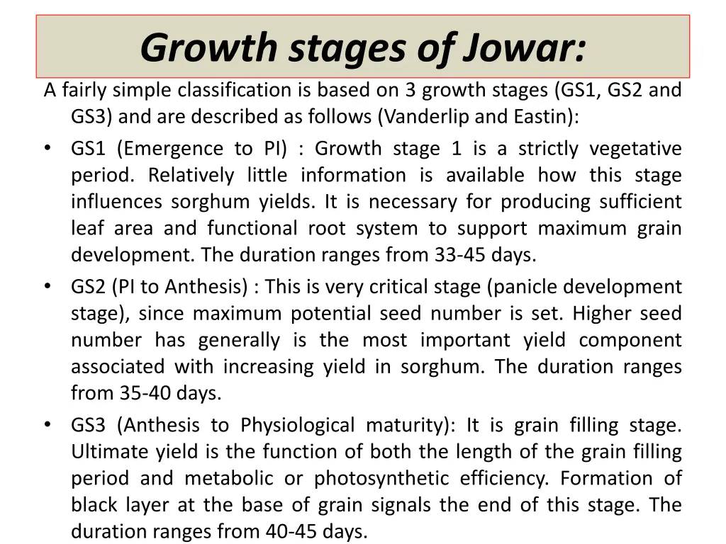 growth stages of jowar a fairly simple