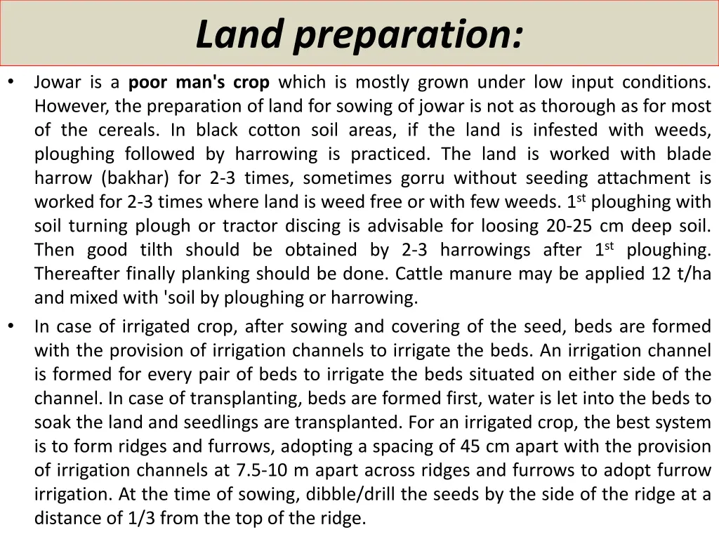 land preparation