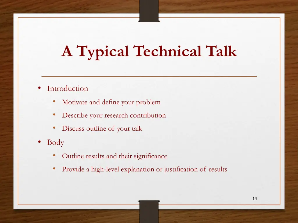 a typical technical talk