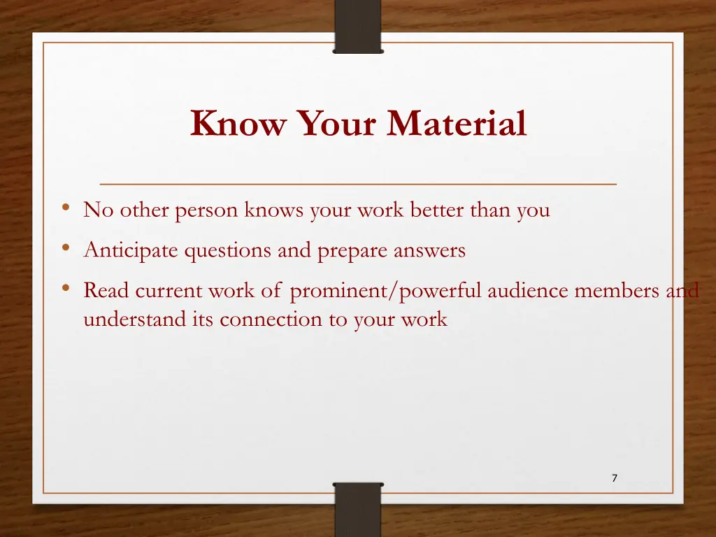 know your material