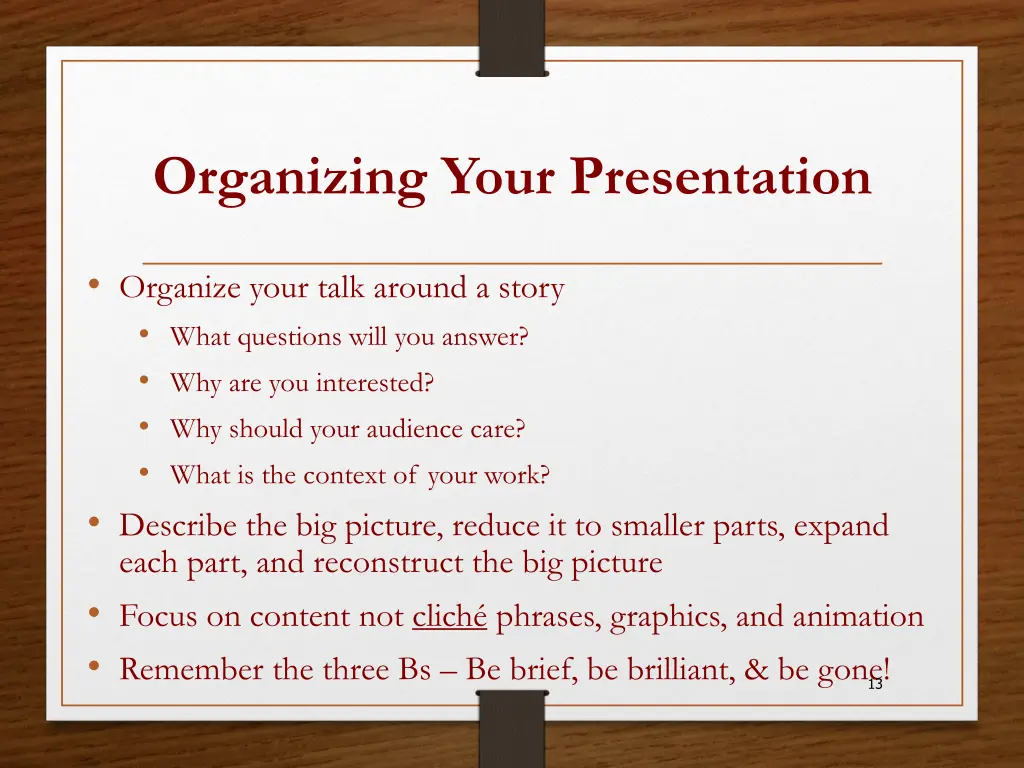 organizing your presentation