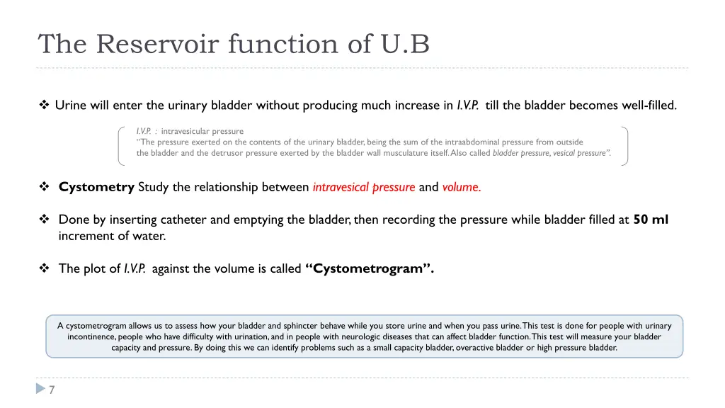 the reservoir function of u b