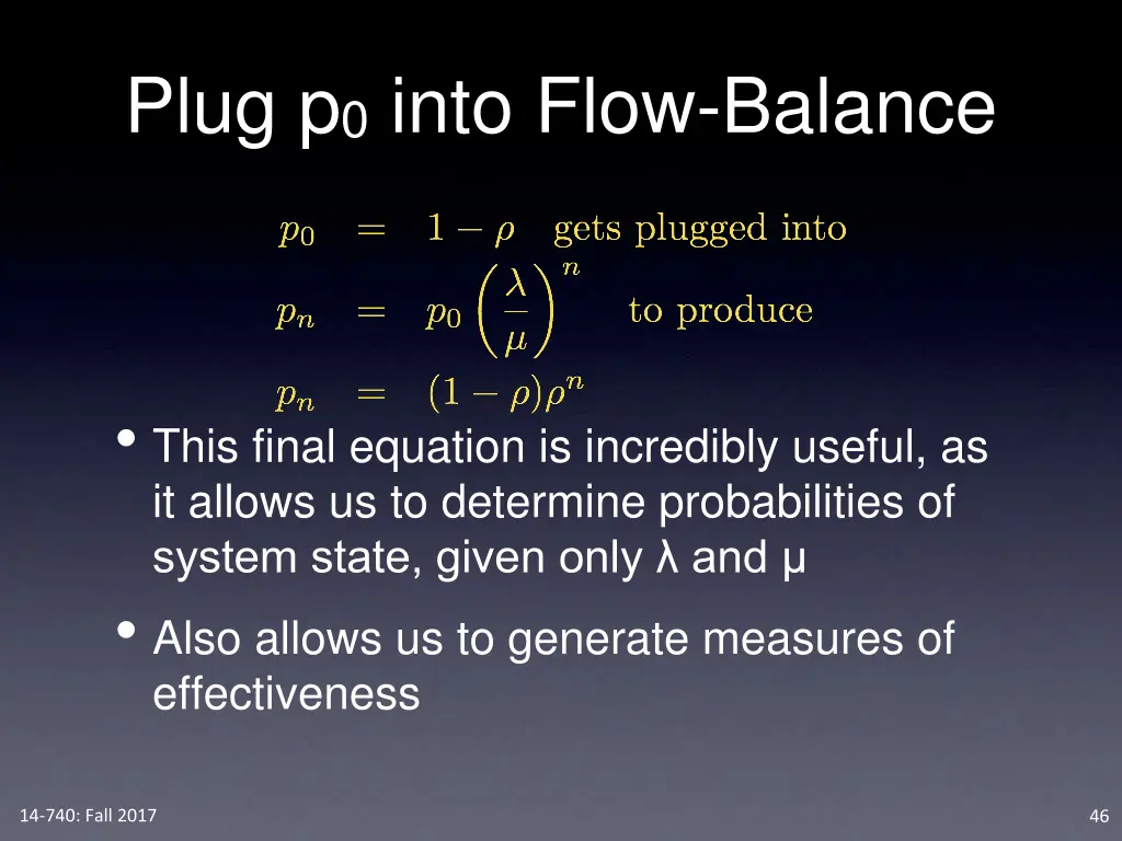 plug p 0 into flow balance 1